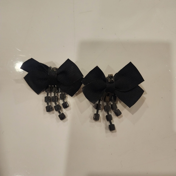 H&M earings with black satin bow and cubic zirconia, excellent condition, - Picture 4 of 4